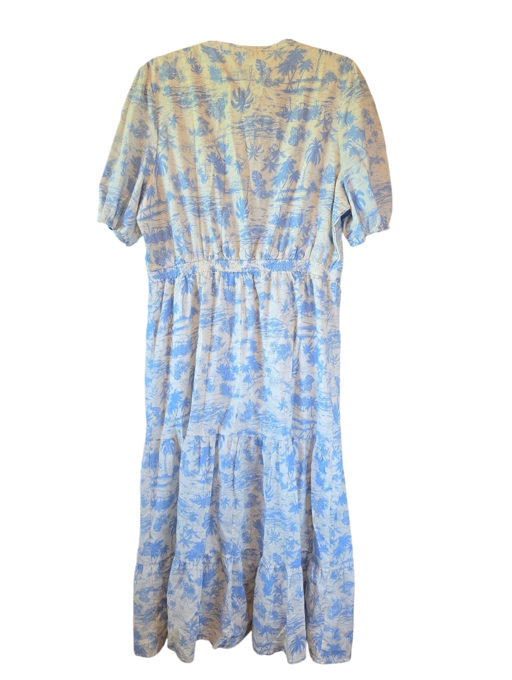 Laurel Grey Tropical Palm Print Tiered Maxi Dress - XL - Picture 5 of 8